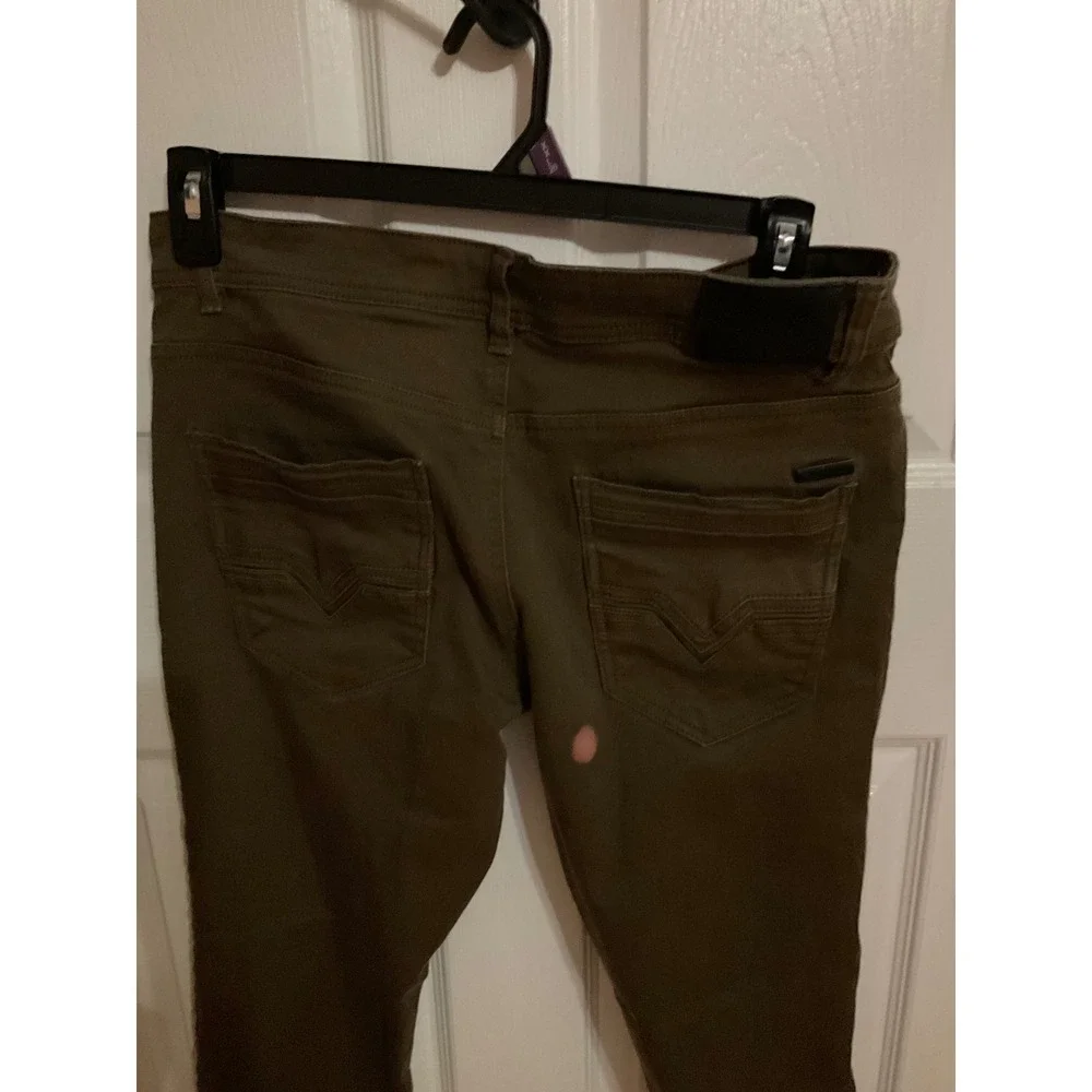 Stone Falcon Mens Slim Fit Olive Green Pants 34x30 Casual Five Pocket Trousers